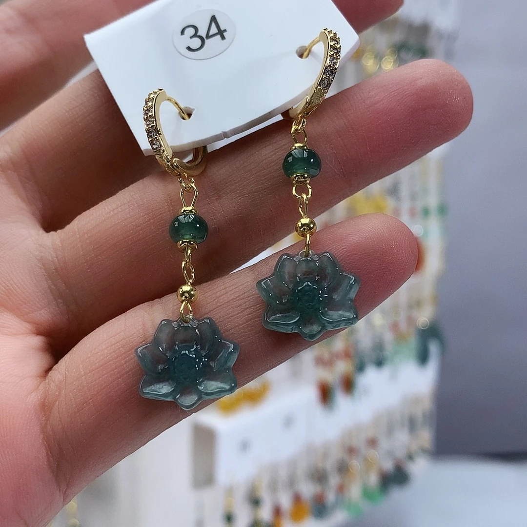 翡翠未镶嵌耳饰34