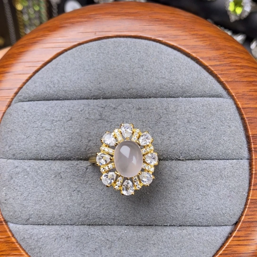 银S925镶嵌芙蓉石戒指