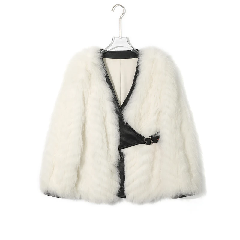 HERDERS 多色V领狐狸毛设计师款 257098