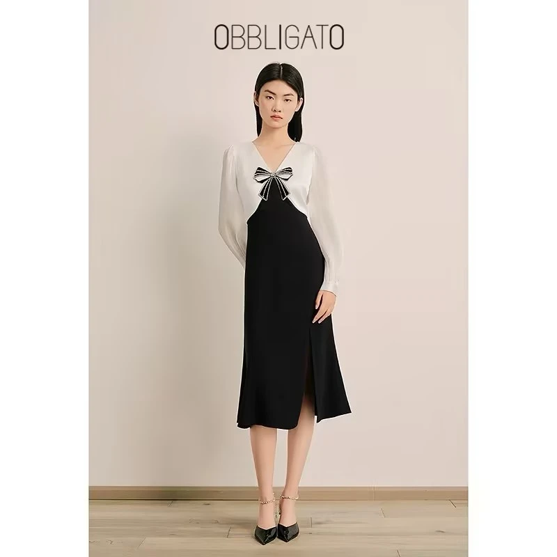 OBBLIGATO奥丽嘉朵专选2025春季新品假两件连衣裙1C65105060