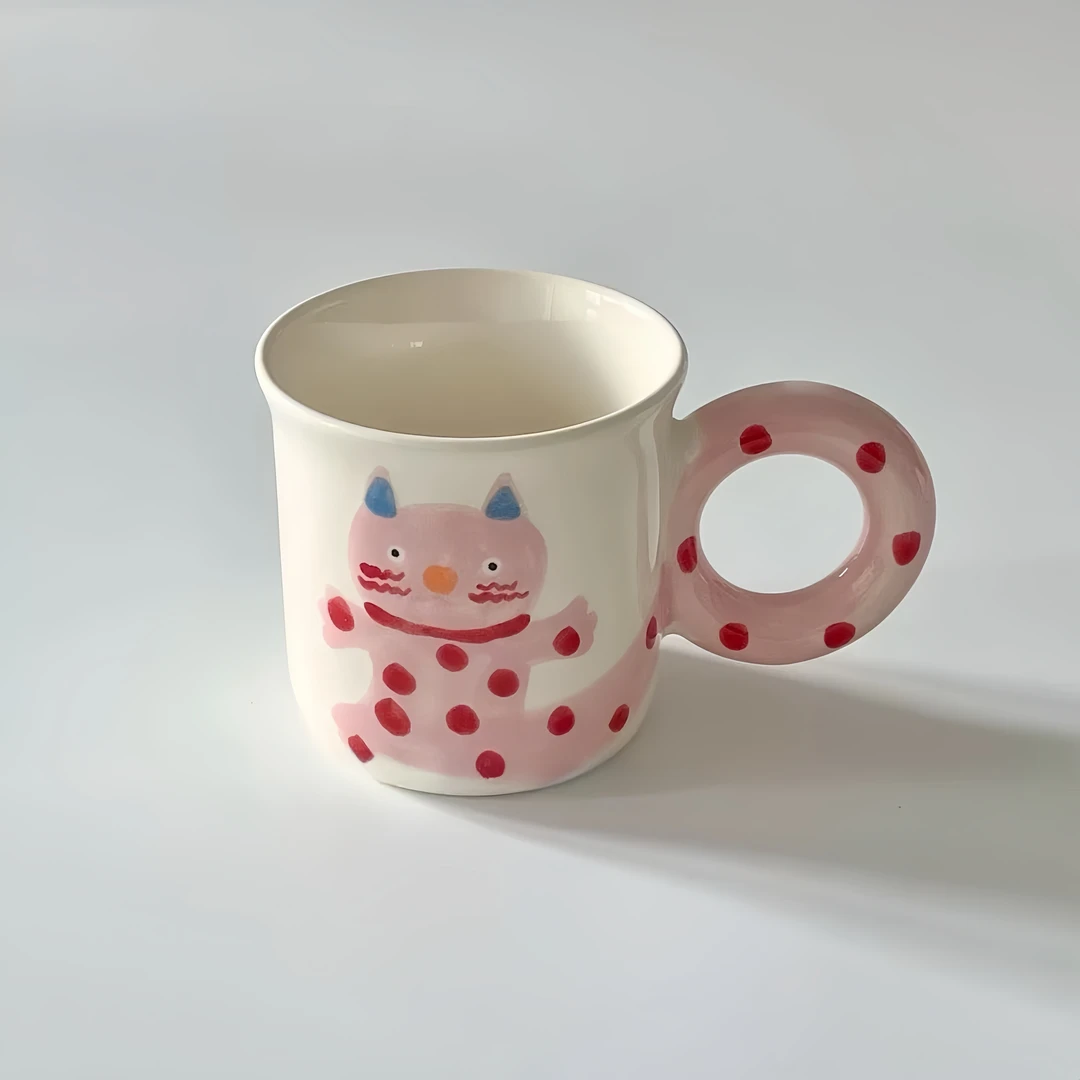 【甜野·TEEN  YEAH】可爱&手绘手捏 惊讶波点小猫