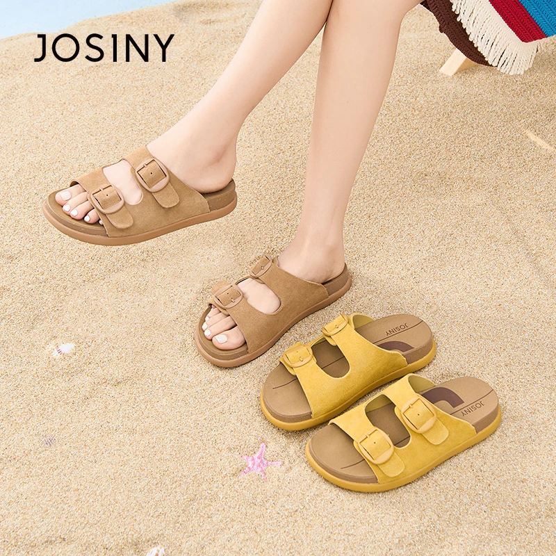 卓诗尼厚底勃肯凉拖鞋女2025夏季新款增高沙滩鞋休闲百搭一字拖