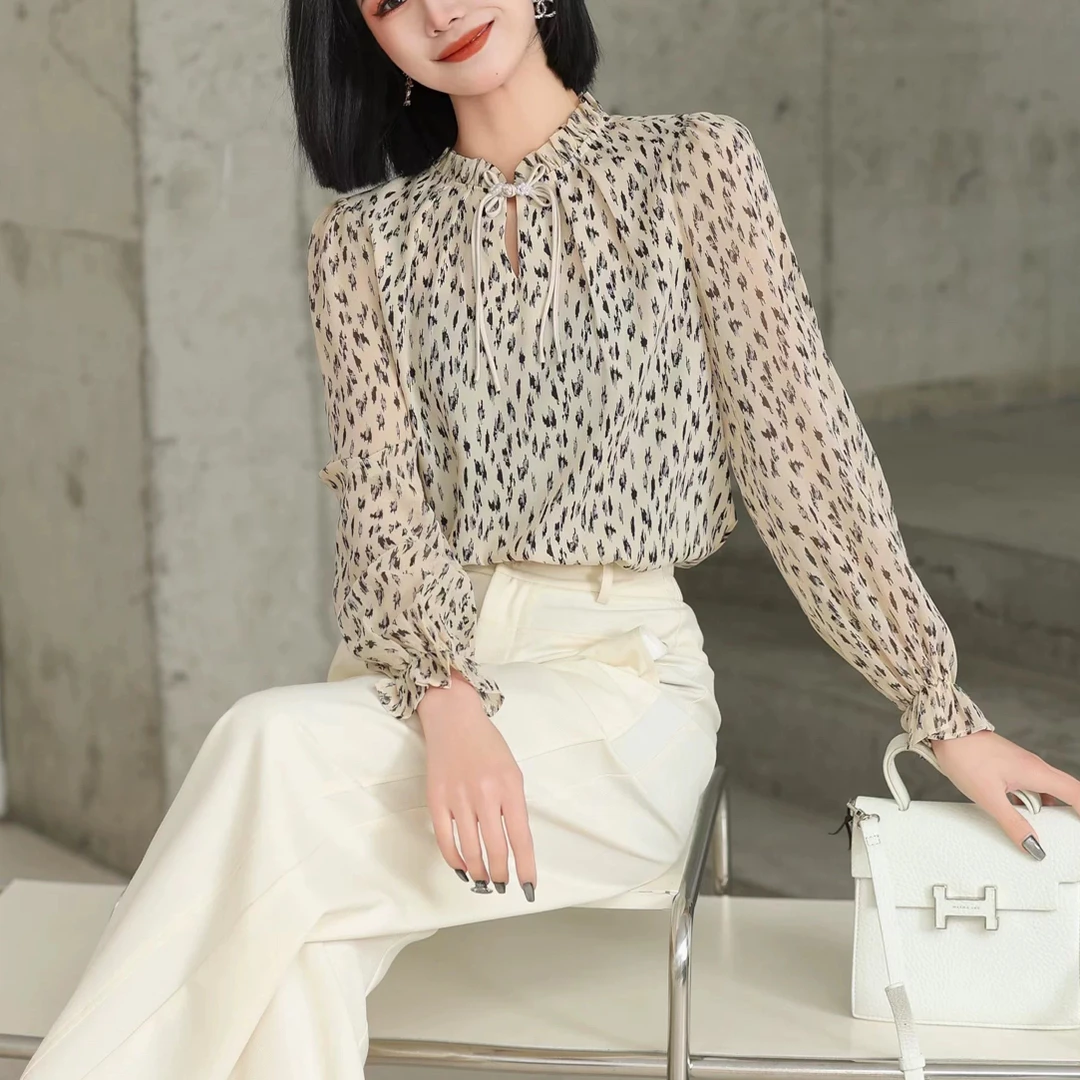 【Z3257】法式轻奢通勤百搭衬衣长袖洋气时尚衬衫春季新款女E4