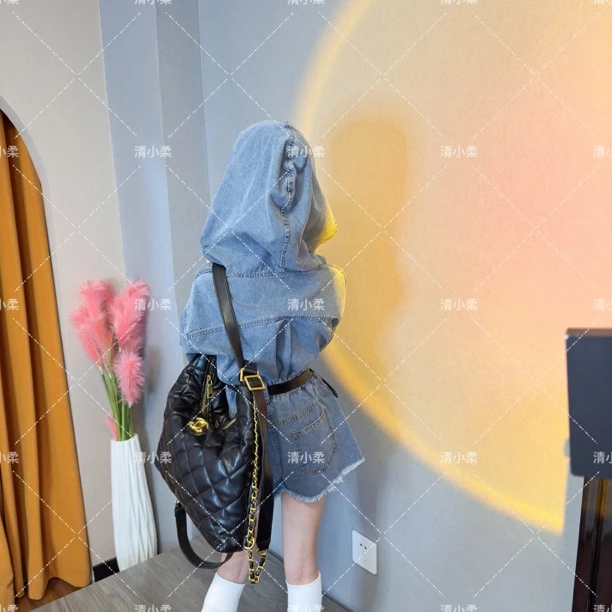 清小柔童装薄款牛仔短裤套装