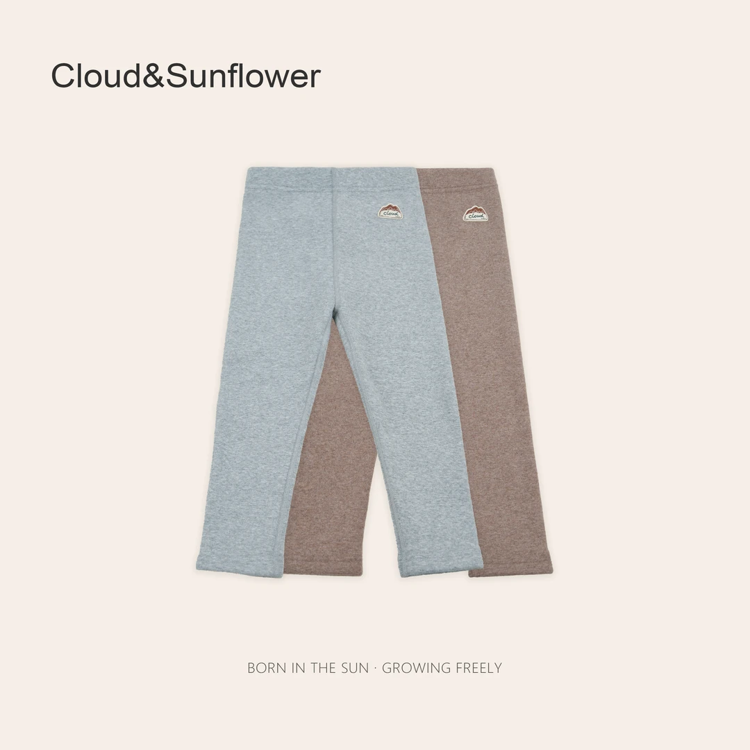 女童冬季加厚纯色字母不规则贴补刺绣休闲打底裤246622