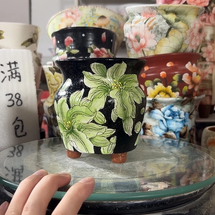 景德镇手绘花盆满38包邮偏远地区除外