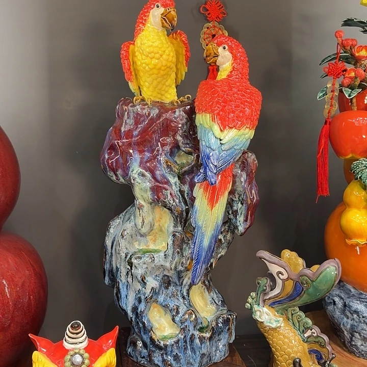 泥塑金刚鹦鹉石湾陶艺