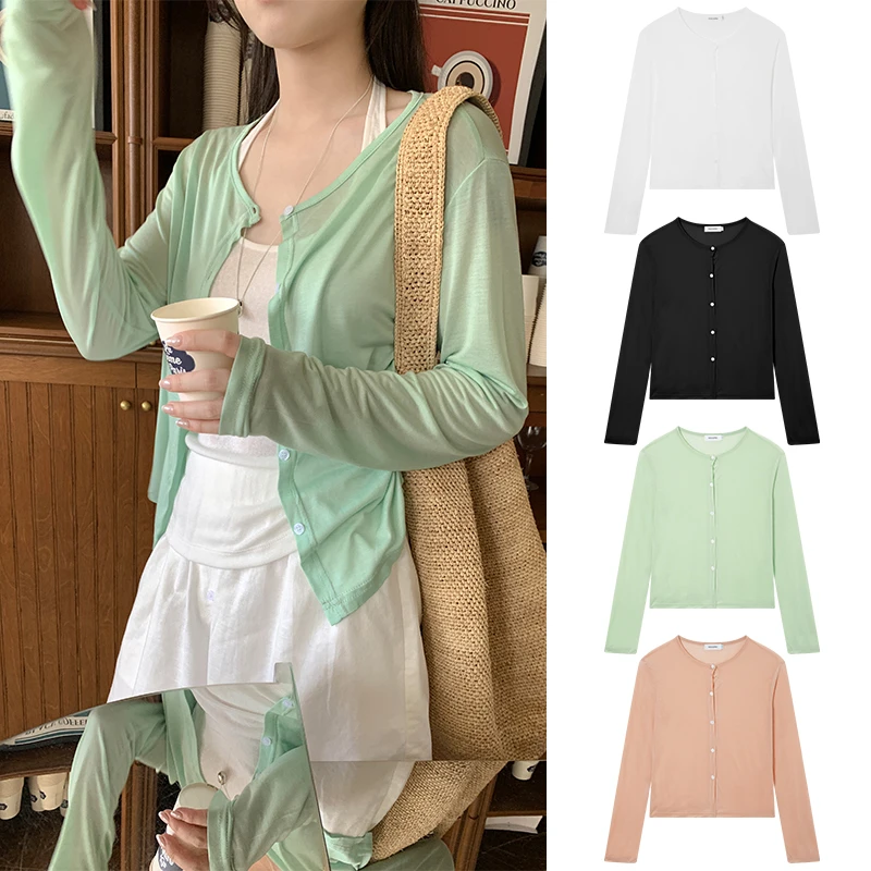 Miss sumeyY3846自制莱赛尔薄款舒适单排扣开衫女长袖休闲上衣