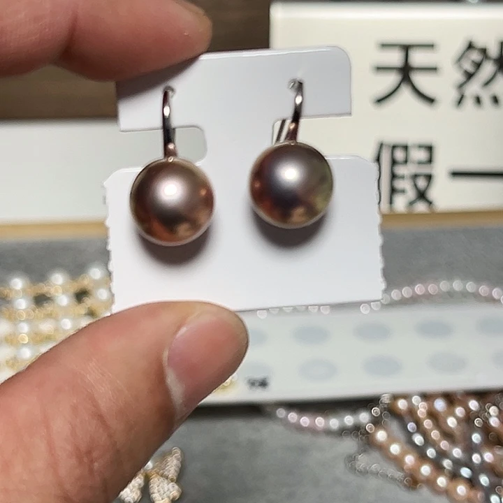 银S925镶嵌耳饰淡水珍珠
