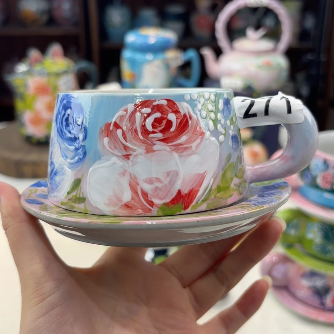 景德镇手绘高温釉下彩陶瓷茶具