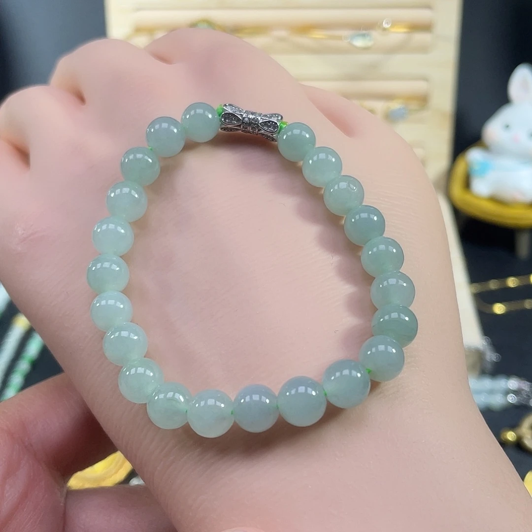 翡翠银S925镶嵌手串