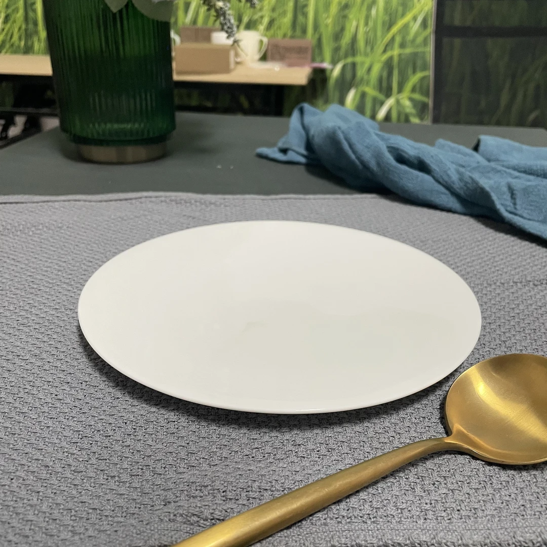 A861⑦】8英寸月光平盘2/4/6只(很平很平)纯白唐山骨瓷家用餐具