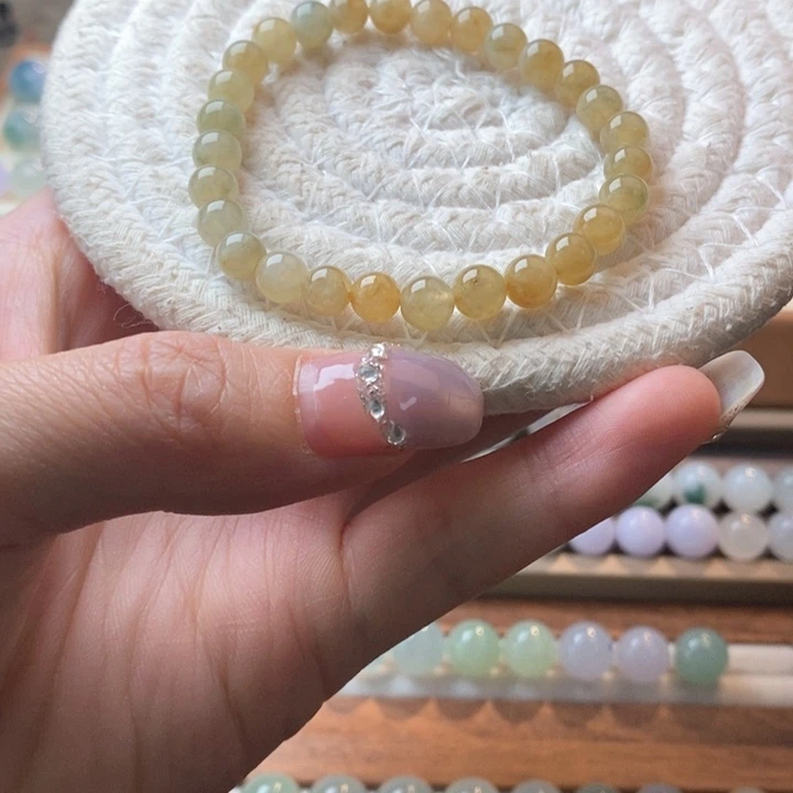 未镶嵌定制翡翠黄翡手串 卡6 买断不退换