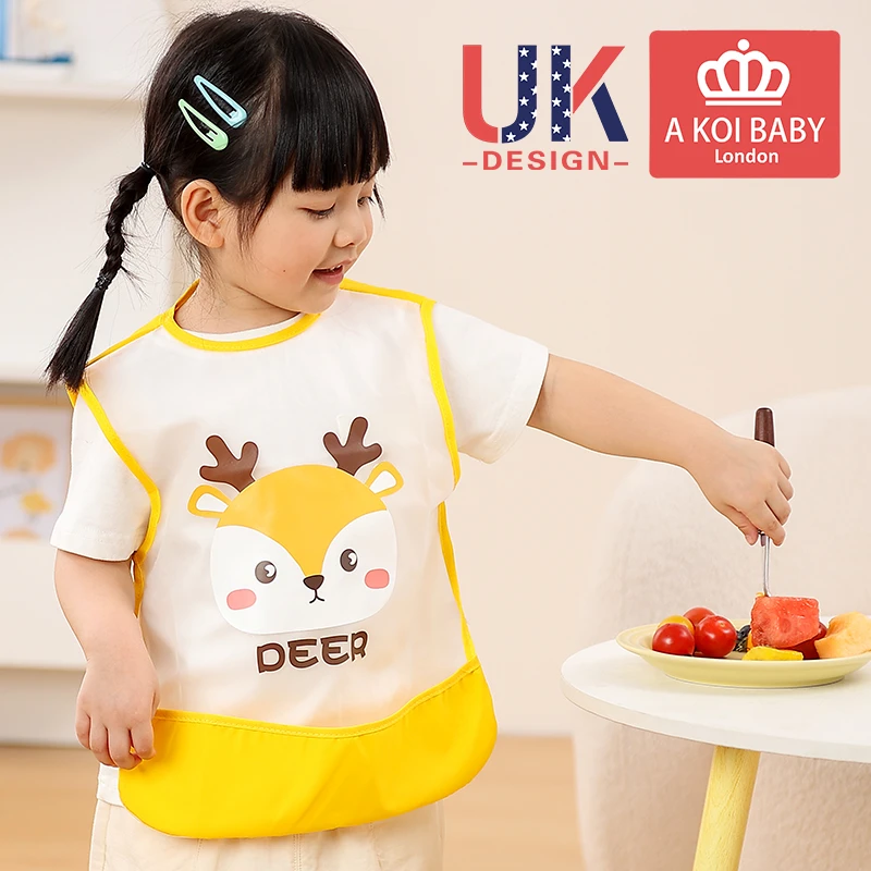宝宝吃饭围兜防水夏季婴儿辅食罩衣防脏男女TPU无袖饭兜儿童护衣