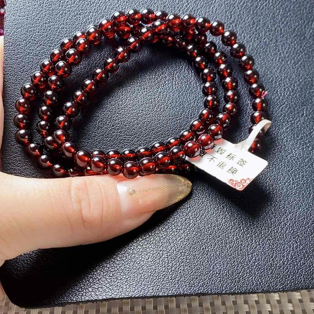 石榴石手链未镶嵌5.6酒红6圈毕业级