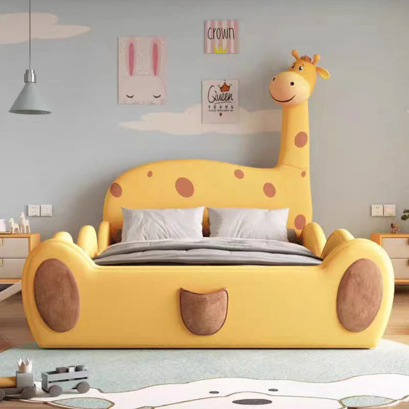 长颈鹿幼儿园真皮床儿童床简约轻奢床男孩床女孩床可爱小孩创意