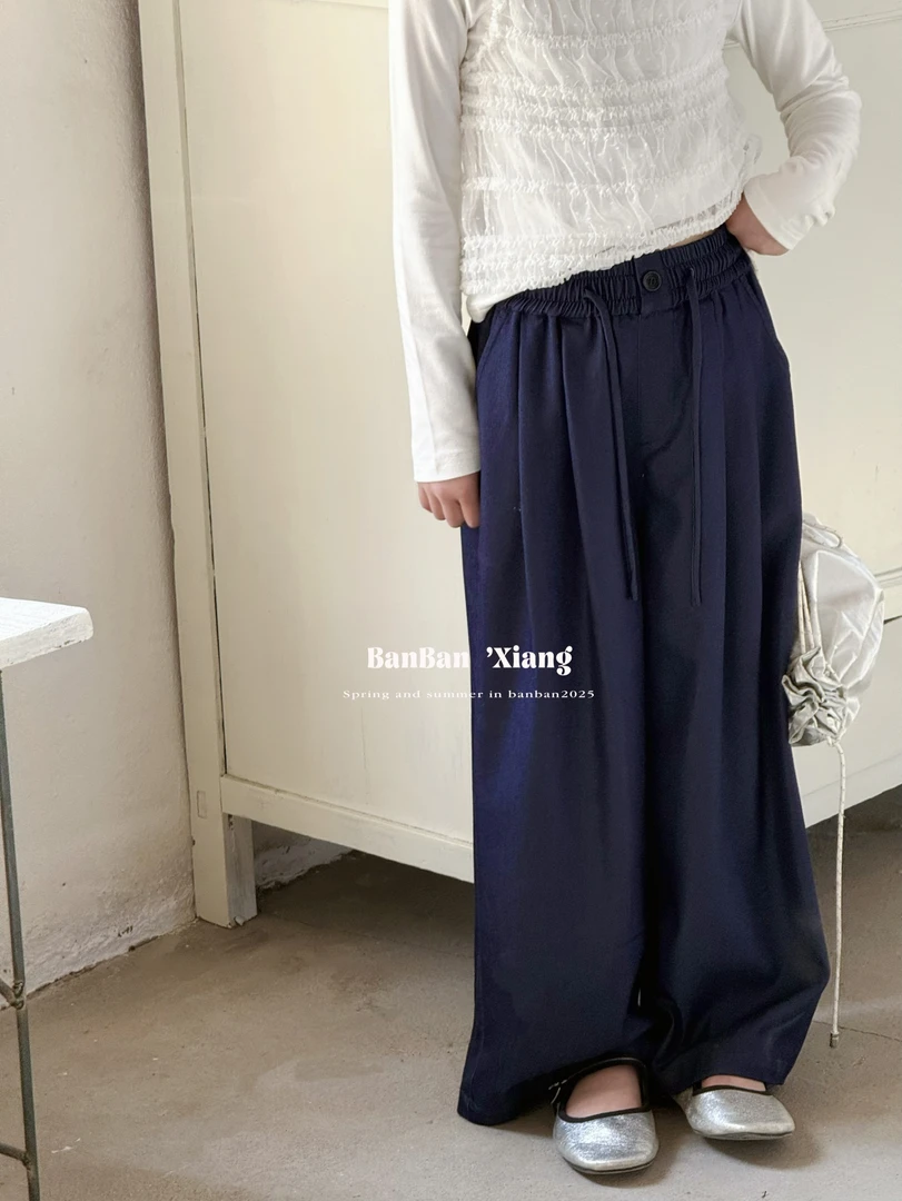 BB'X定制女童长裤2025春季新品高级原色牛仔仿天丝手感亲子直筒裤