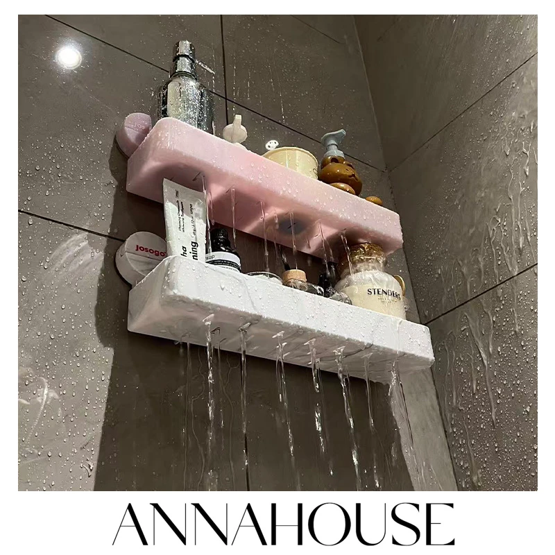 ANNAHOUSE云石直排吸盘卫生间置物架浴室洗手台洗漱台洗脸台墙NS
