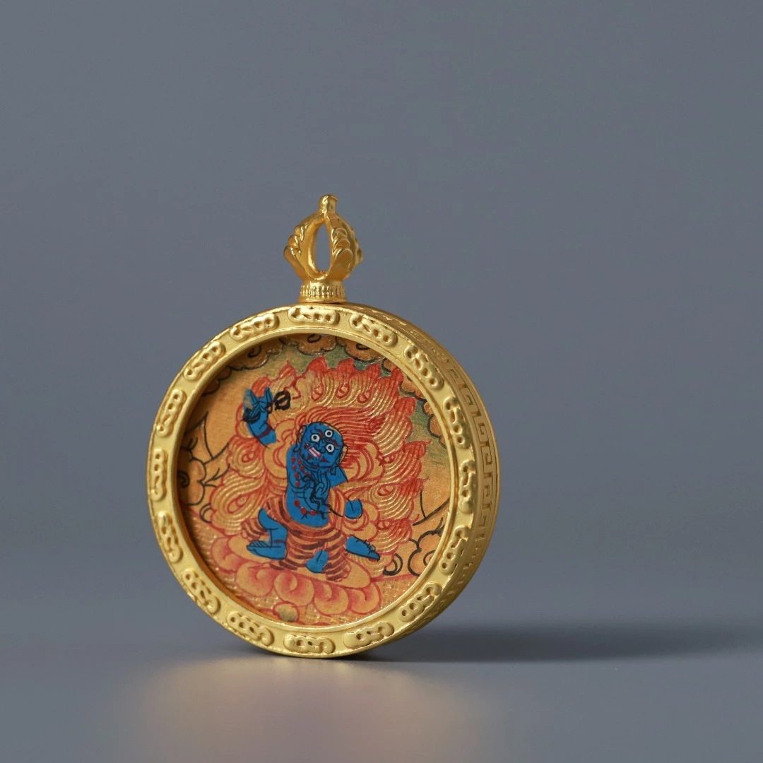 尼泊尔画师纯手绘-全彩唐卡黑财神约39.5*51.5*8.5mm MGTK2304-52