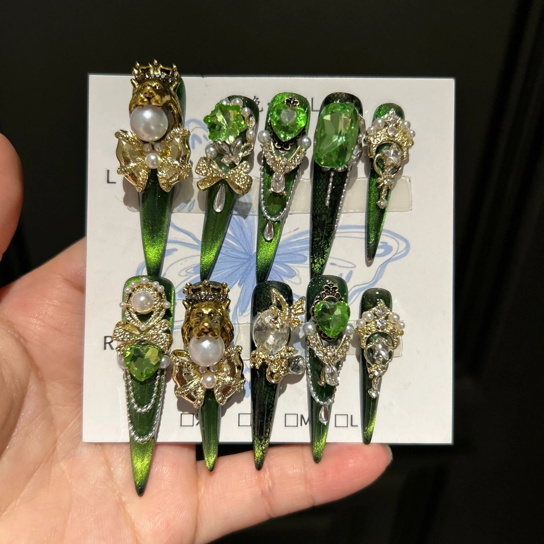 【绿野仙踪 】纯手工穿戴甲5.0重工星河猫眼轻奢新款高端美甲高级