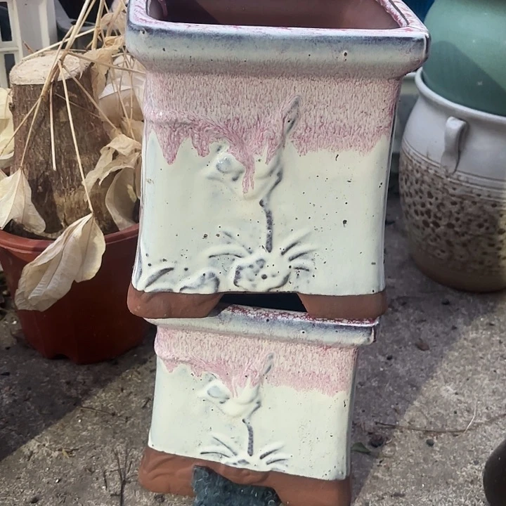 紫砂茶碗粉微瑕两个口径17高度19