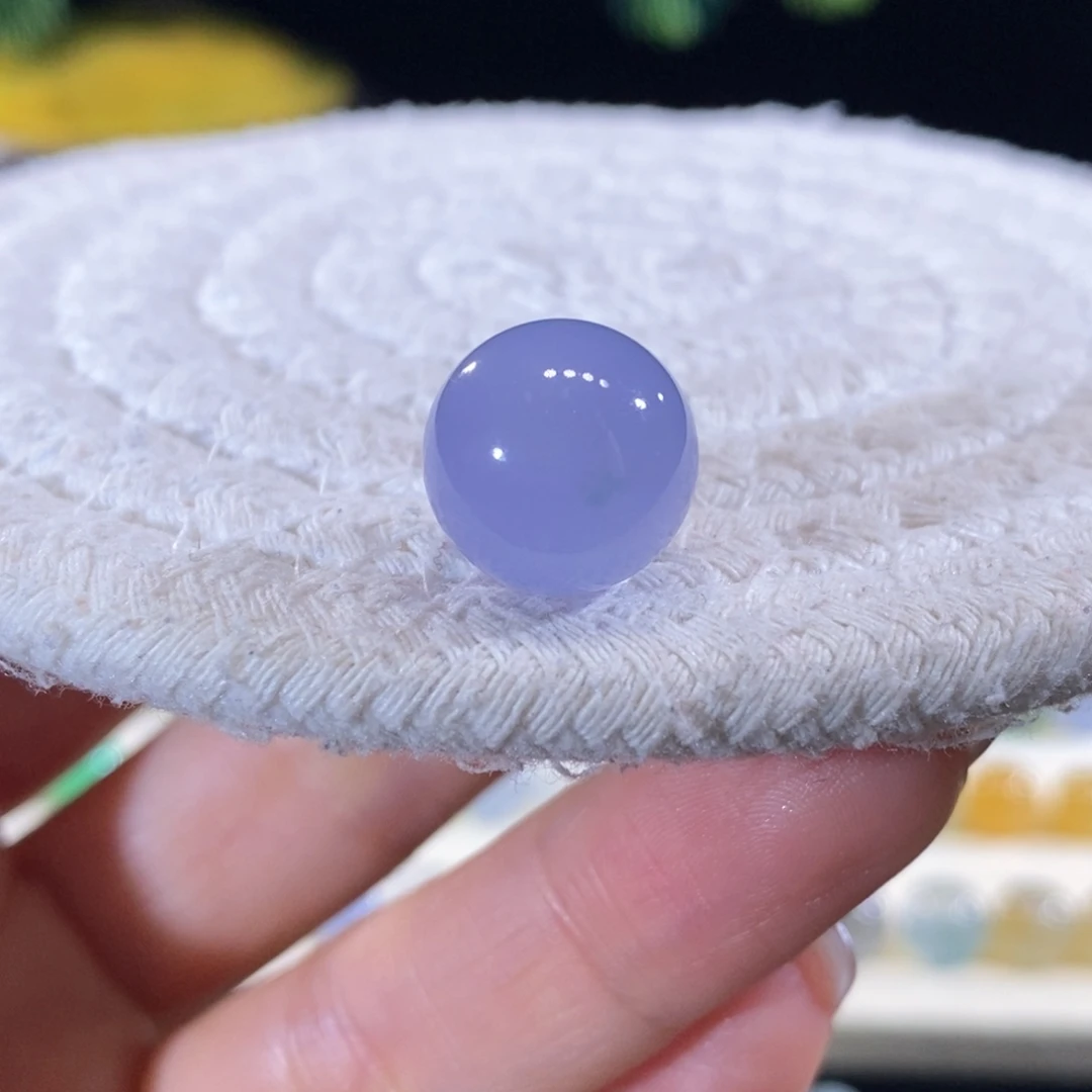 翡翠未镶嵌颈饰冰鲜紫满色卡13.4mm