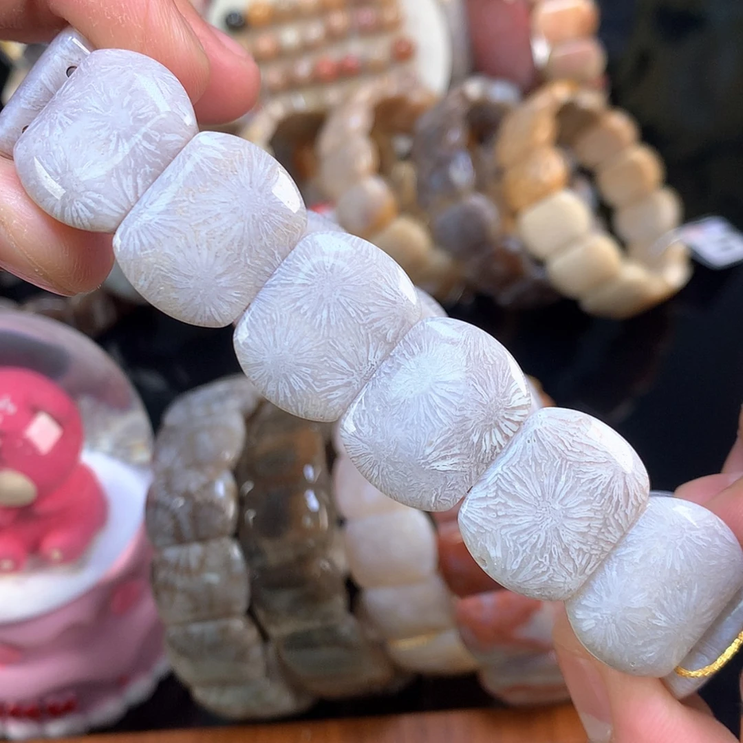 【闪购商品】颈饰未镶嵌硅化珊瑚（珊瑚玉）30号烟灰紫烟花