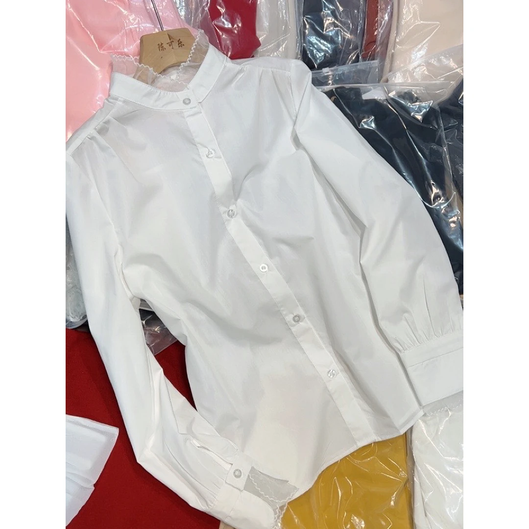 【木耳边衬衫】法式白衬衫女早春新款设计感长袖衬衣-12276