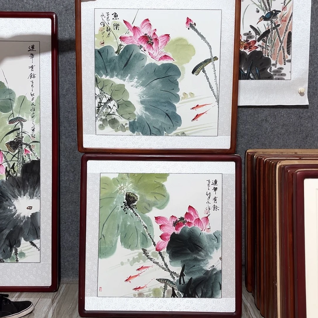国画书画作品带框63×63