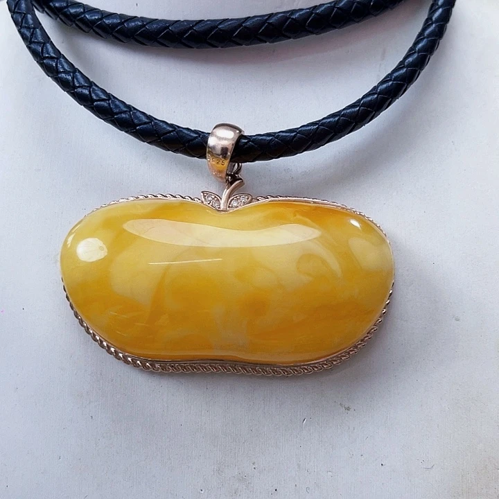 蜜蜡银S925镶嵌颈饰吊坠