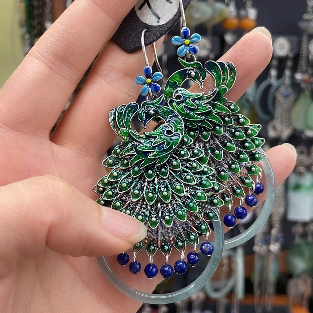 尊***尊翡翠银S925镶嵌耳饰203yhjh