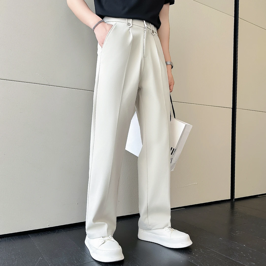 休闲西裤男款2025新款秋季薄款冰丝垂感商务正装宽松男士西装裤子