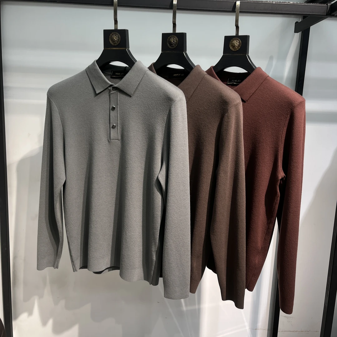 打底衫翻领修身秋冬时尚标准商务秋季上衣毛衣-9005