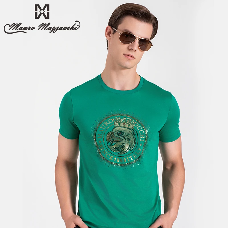 Mauro/玛路烫钻圆领短袖上衣T恤亲肤舒适休闲合身版型百搭夏 7341