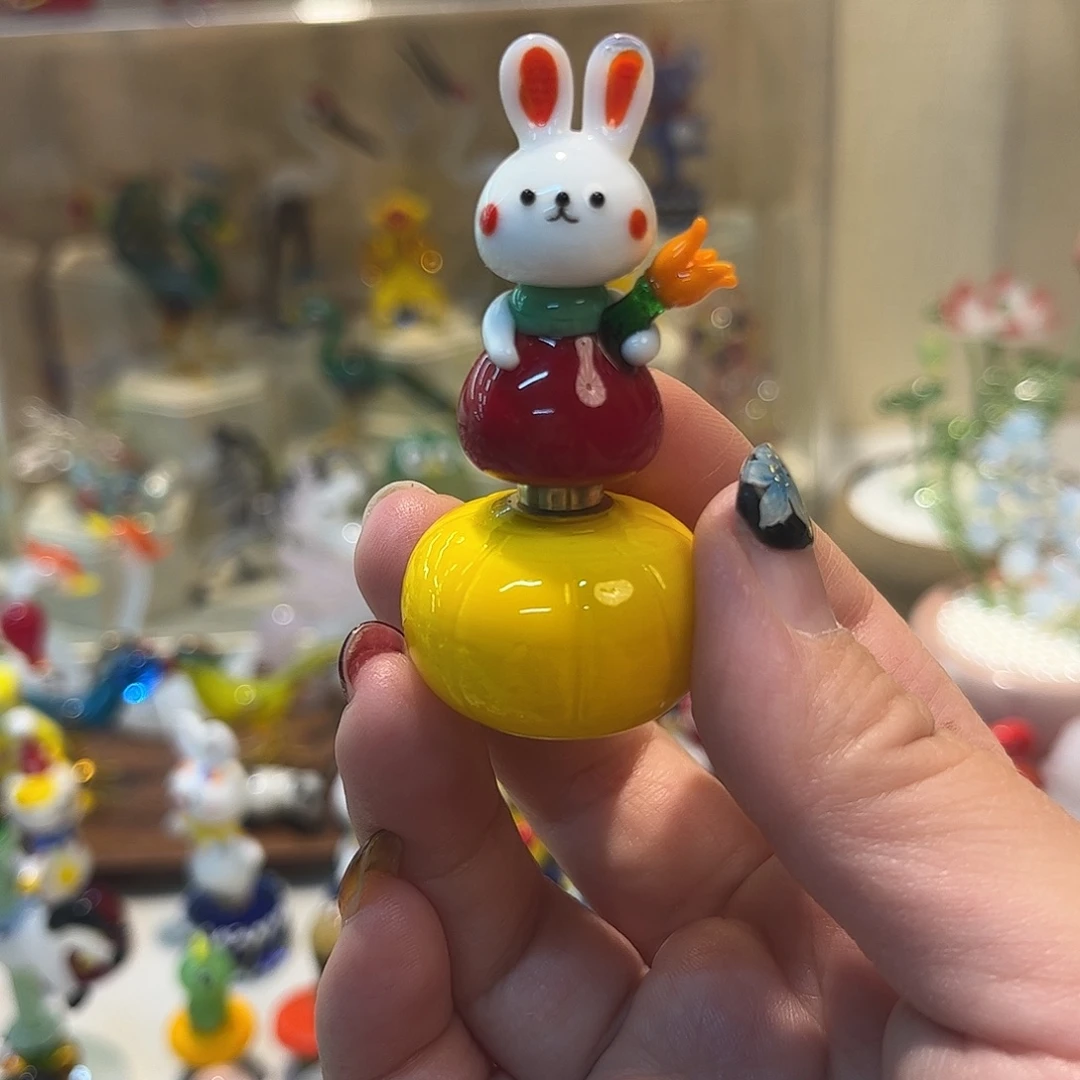 琉璃手工艺品旋转小兔子