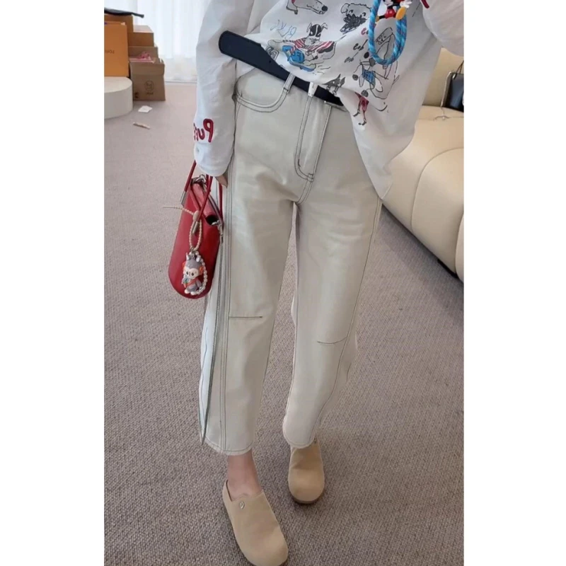 Aimeerosa/艾洛莎八分直筒牛仔裤女2025夏季小个子弹力显瘦法棍裤