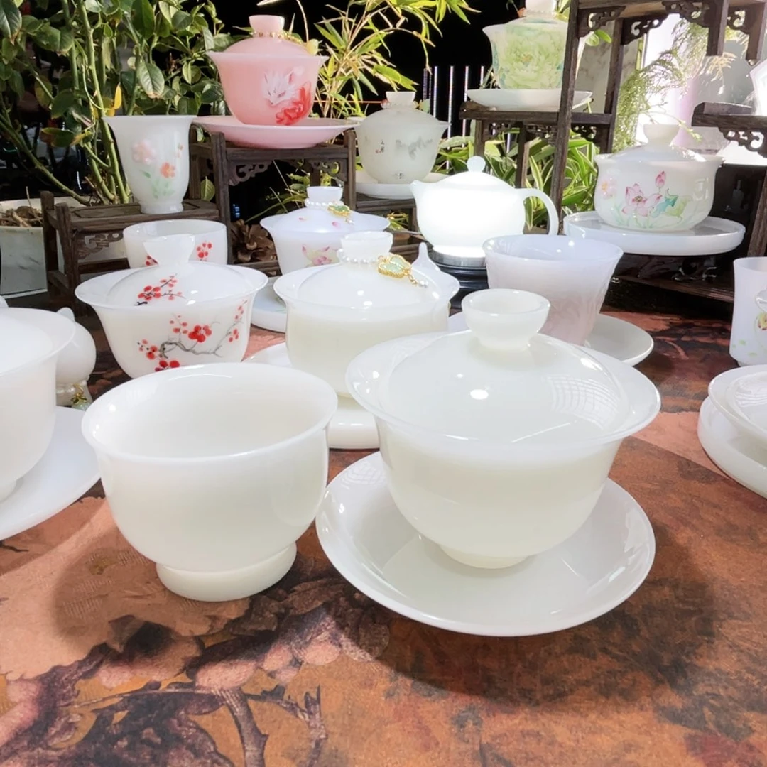 我***曾冰晶璞玉釉烧三才元宝➕玉兰杯