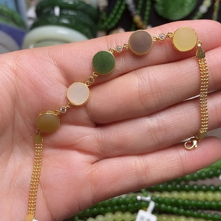 和田玉银S925镶嵌手链