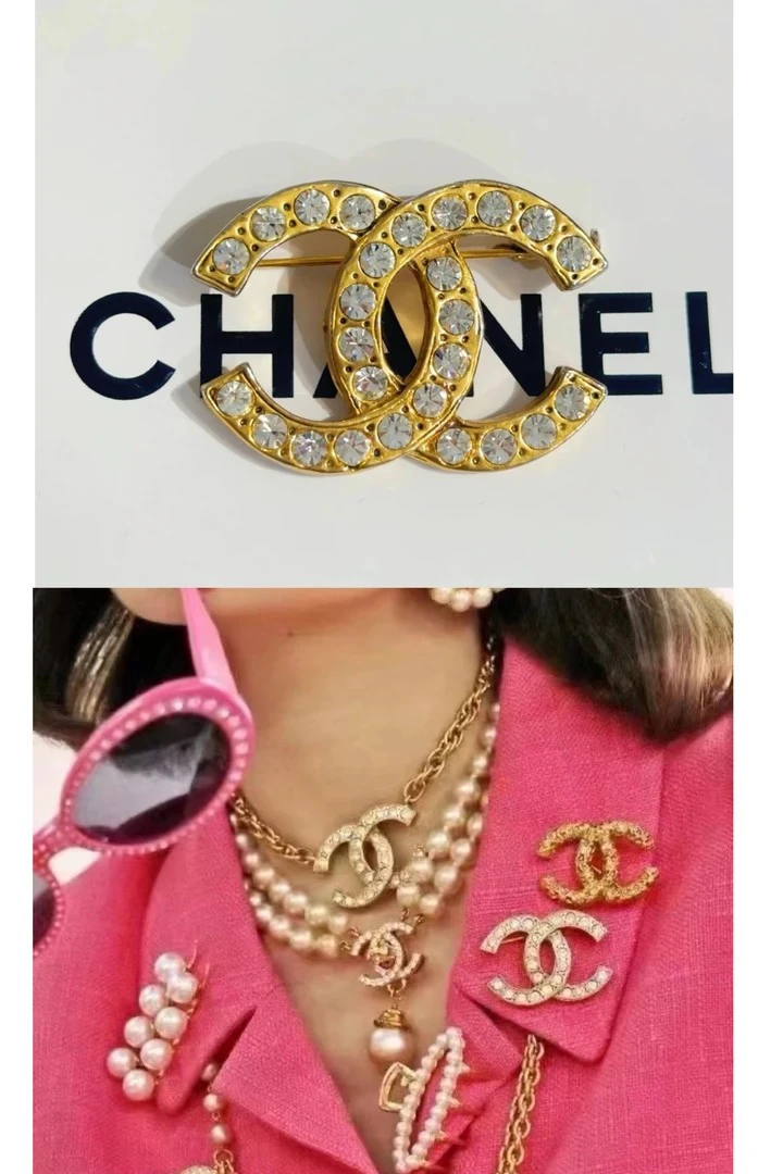 95新 Chanel/香奈儿 Chanel vintage香奈儿中古满钻双c胸针