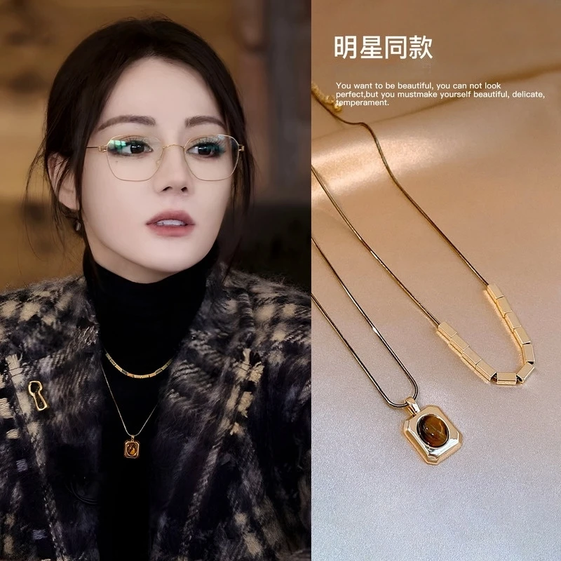 铜合金项链 复古美拉德双层叠戴项链女时尚百搭高级感秋冬毛衣链