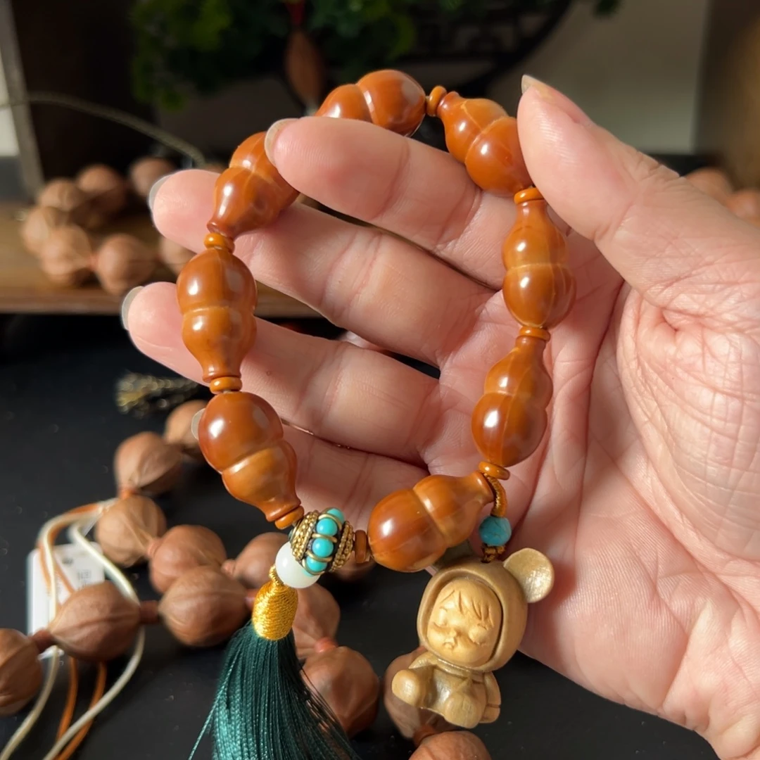 橄榄核吊坠梅林水晶核手工葫芦单圈