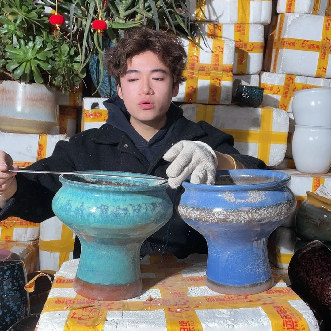 无铅玻璃宜兴紫砂花盆