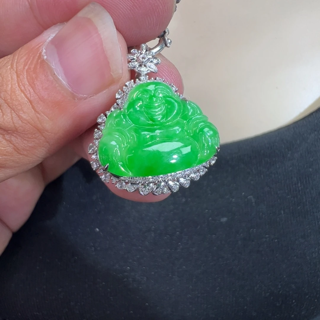 翡翠18K金镶嵌吊坠(不含链)