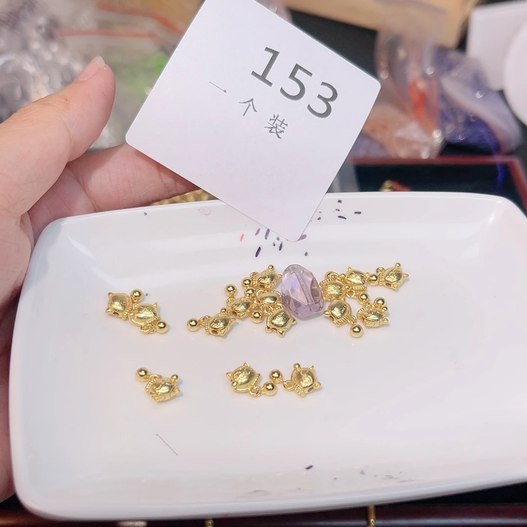 水晶珠宝半成品银S925镀金镶嵌153