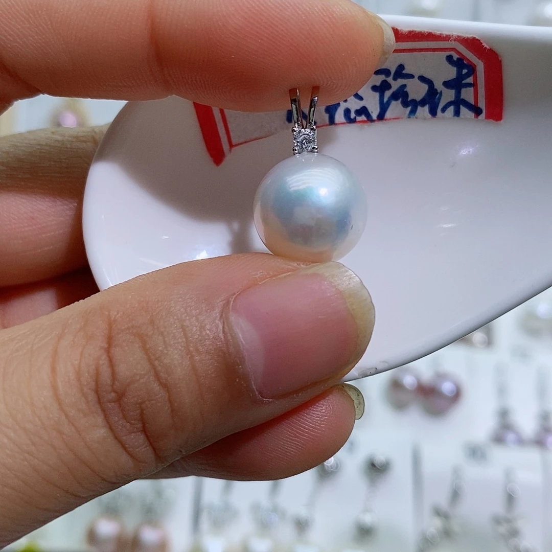 淡水珍珠银S925镶嵌吊坠(赠链)