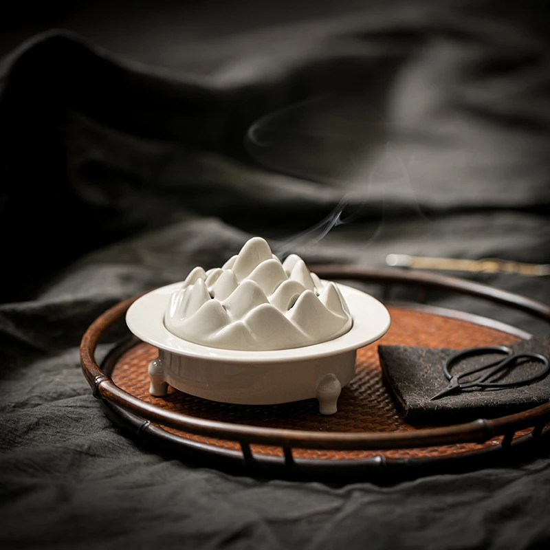 创意草木灰陶瓷香炉线香盘香香道摆件室内檀香沉香熏香炉茶道摆件