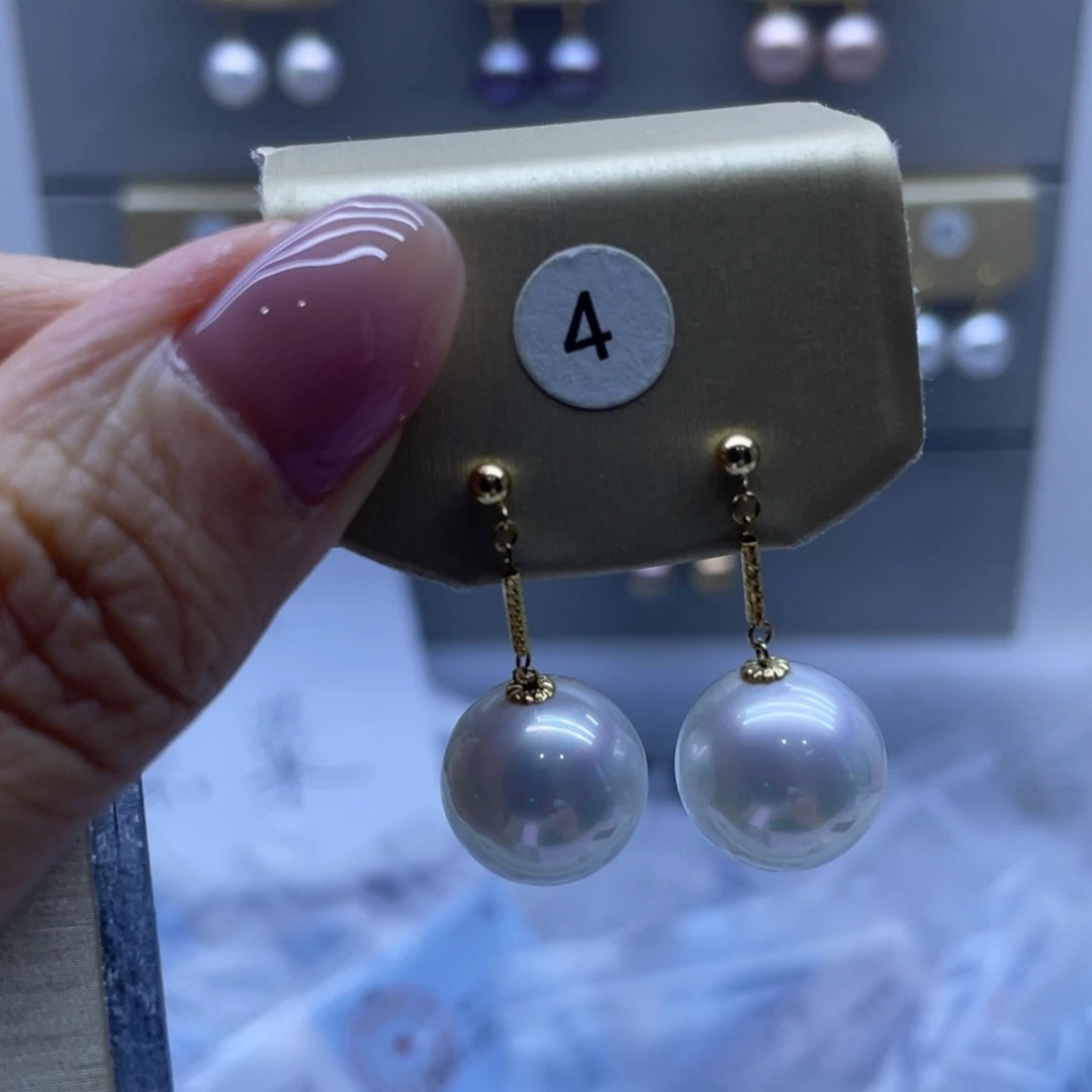 耳饰18K金镶嵌淡水珍珠