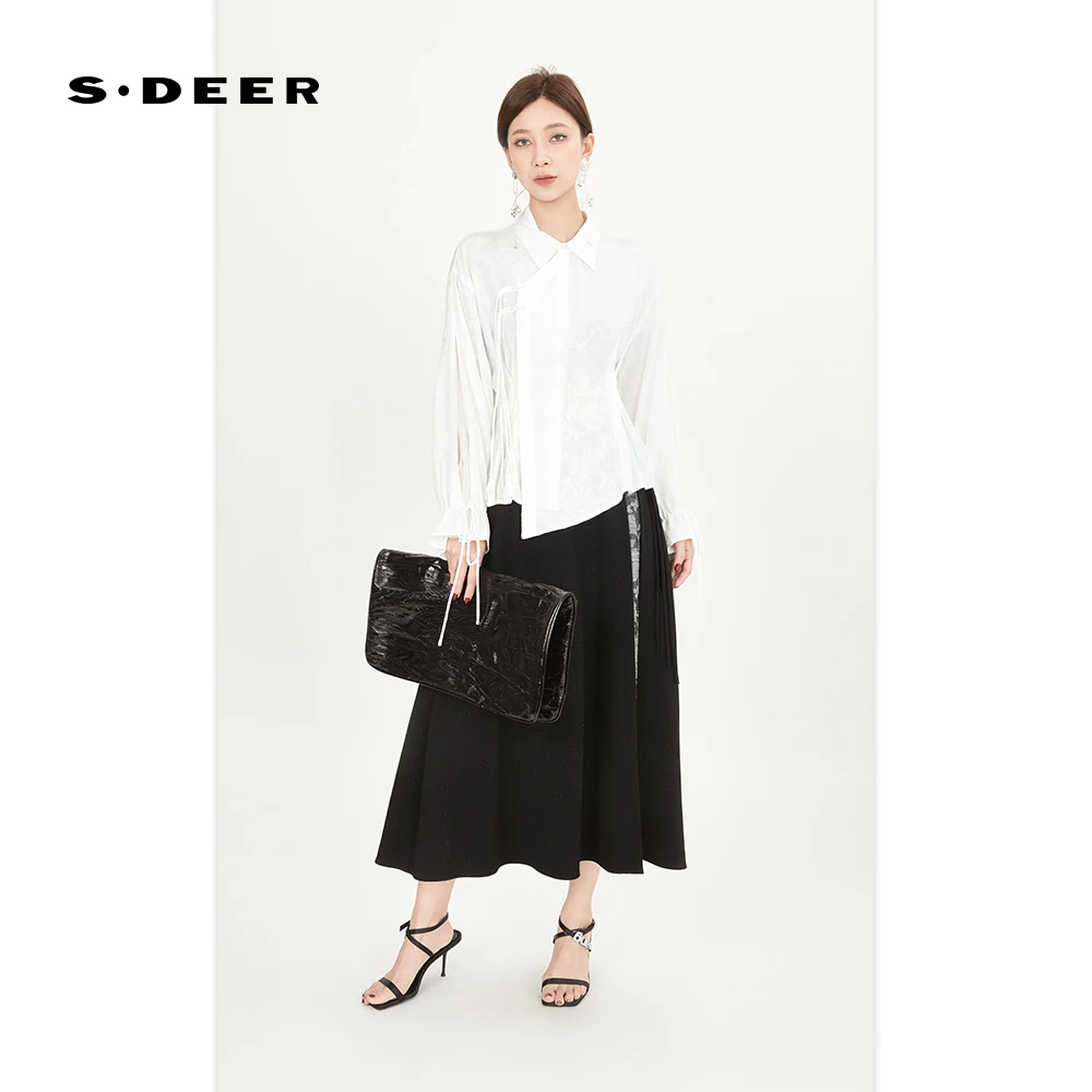 【莉莉专属】圣迪奥轻奢百搭时尚褶皱设计感国风长袖衬衫S241Z0516