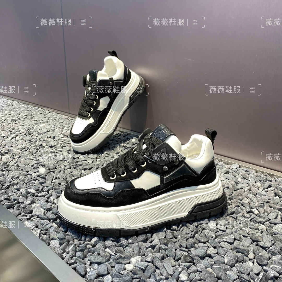 2025新款定制男士擦色皮面休闲时尚青春潮流增高厚底舒适百搭板鞋