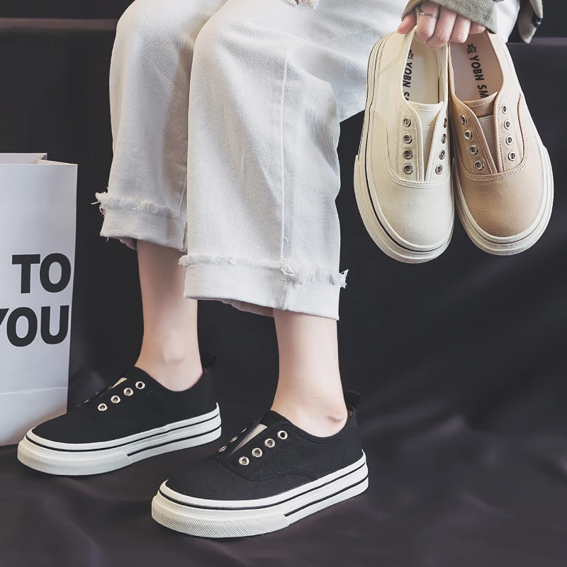 【Mei】新款小众无鞋带设计感休闲鞋百搭时尚小白鞋春季潮流板鞋